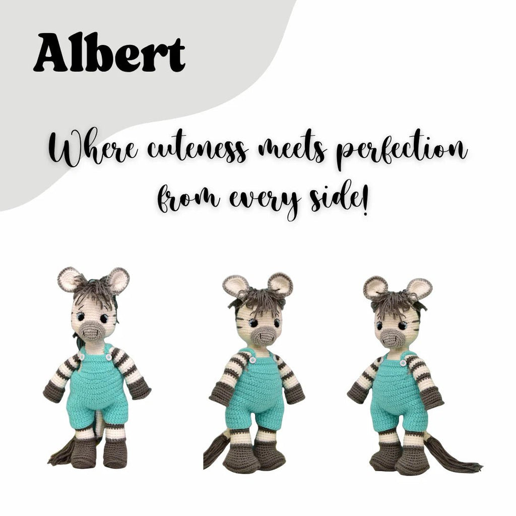 Albert the Zebra Crochet Soft Toy | Handmade Plush Gift - Tortoyse ANIMAL TOYS
