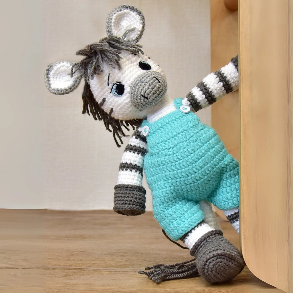 Albert the Zebra Crochet Soft Toy | Handmade Plush Gift - Tortoyse ANIMAL TOYS