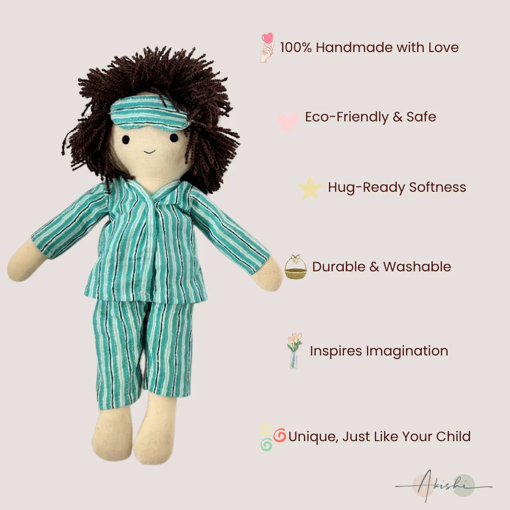 Amay – Handmade Cloth Doll for Kids | Soft & Eco - Friendly - Tortoyse DOLLS