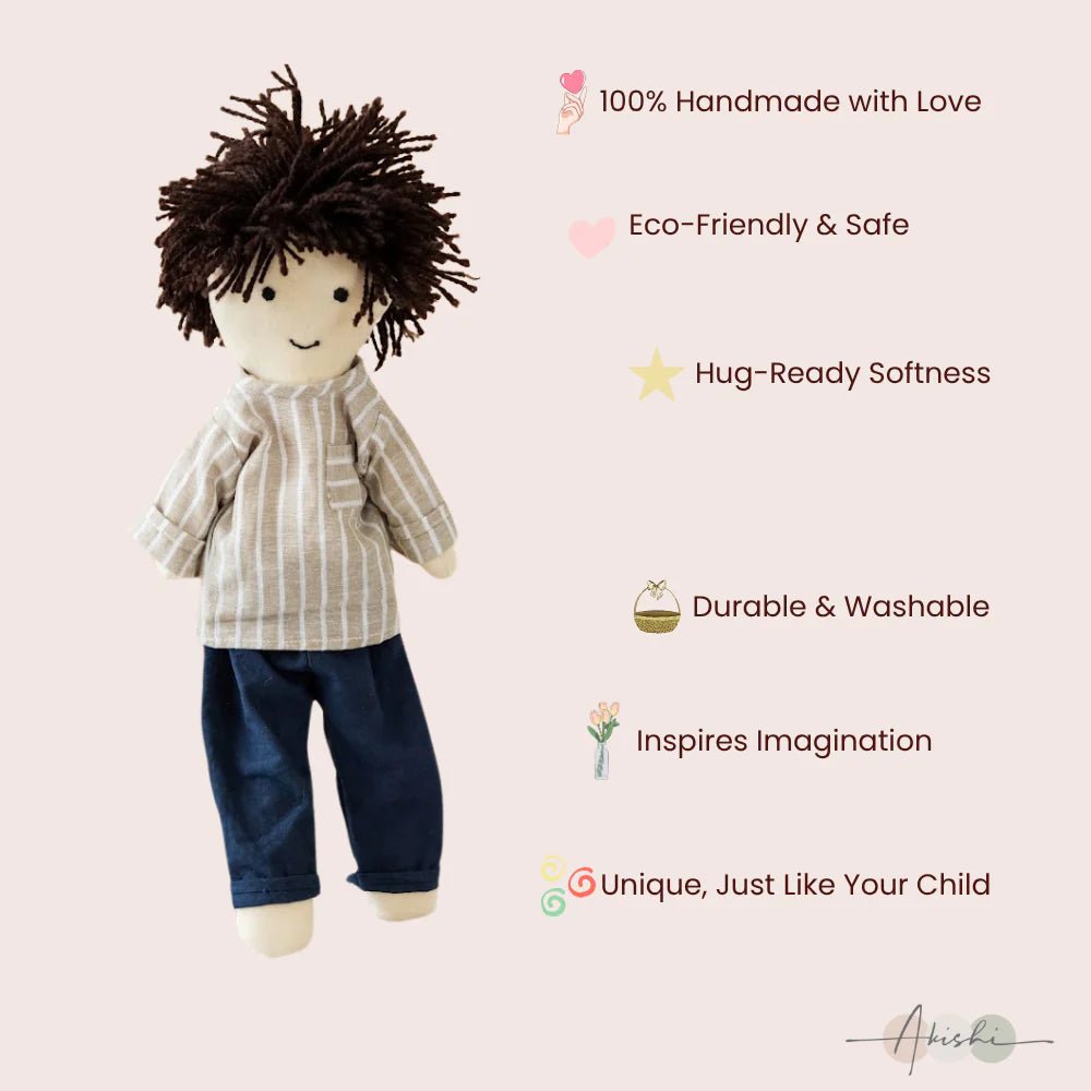 Arin - Handmade Cloth Doll for Kids | Soft & Eco - Friendly - Tortoyse