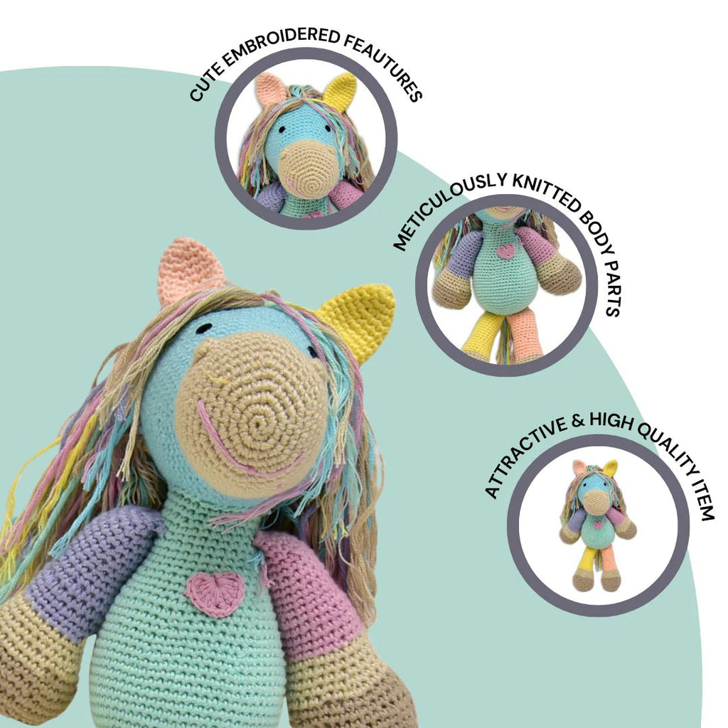 Atlas the Horse Crochet Plush Toy | Handmade Gift for Kids - Tortoyse ANIMAL TOYS