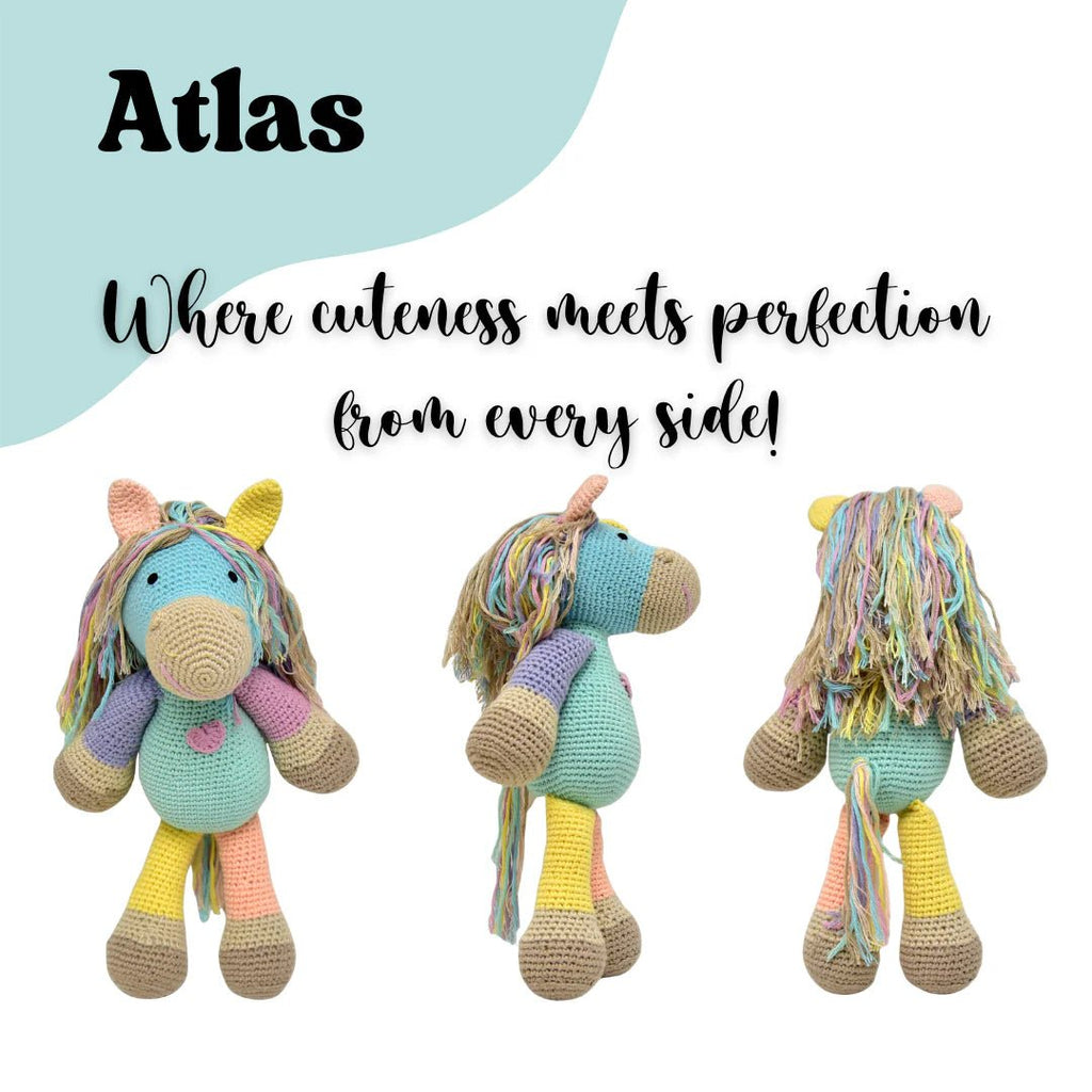 Atlas the Horse Crochet Plush Toy | Handmade Gift for Kids - Tortoyse ANIMAL TOYS