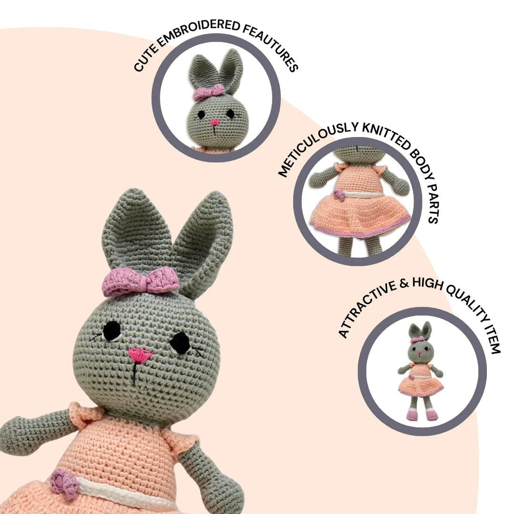 Blossom the Bunny Crochet Soft Toy | Handmade Gift for Kids - Tortoyse ANIMAL TOYS