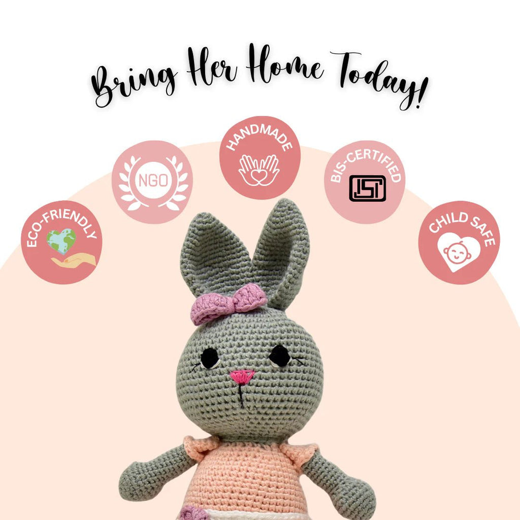 Blossom the Bunny Crochet Soft Toy | Handmade Gift for Kids - Tortoyse ANIMAL TOYS