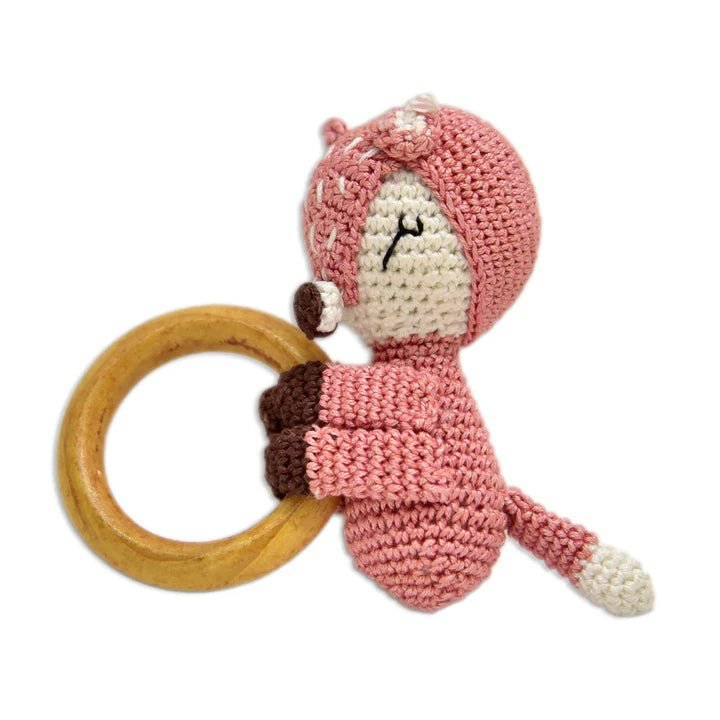 Charming Reindeer Rattle - Handmade Crochet Baby Toy - Tortoyse Toys