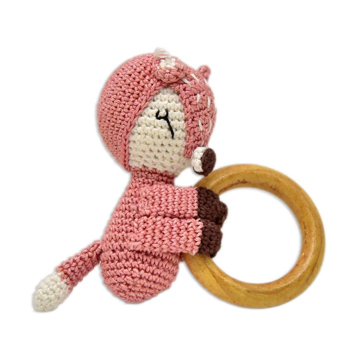 Charming Reindeer Rattle - Handmade Crochet Baby Toy - Tortoyse Toys