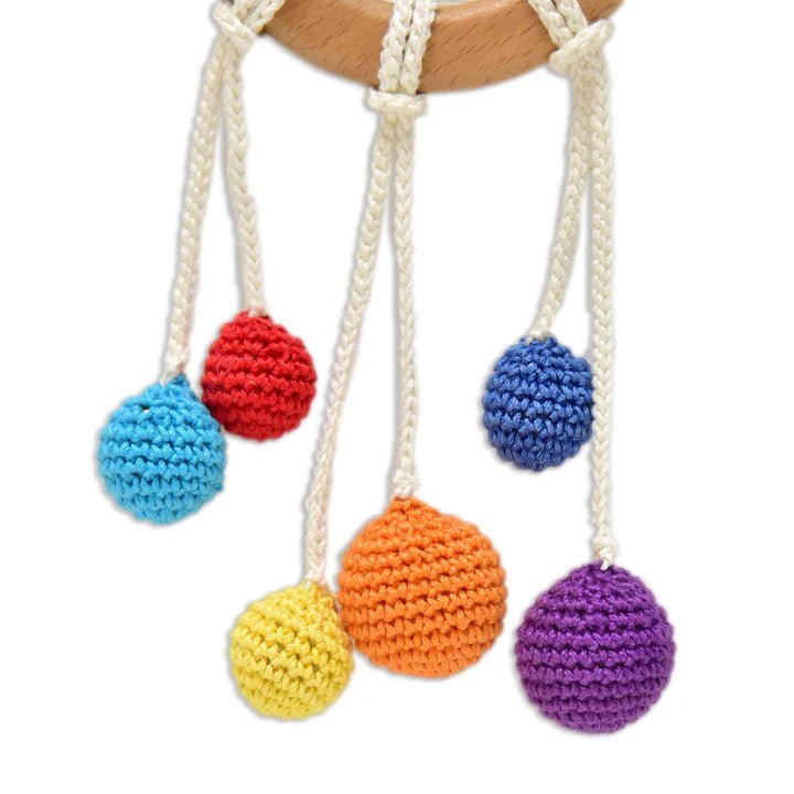 Colorful Rainbow Ring Rattle - Handmade Crochet Baby Rattle - Tortoyse Toys