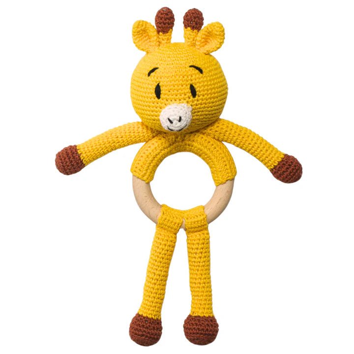 Crochet Giraffe Giggles Rattle Toy – Sweet Handmade Toy for Newborns - Tortoyse Toys
