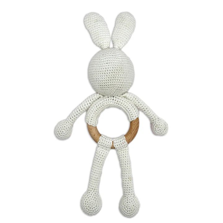 Cuddly Bunnies Rattle Toy - Handmade Baby Toy for Early Play - Tortoyse Toys