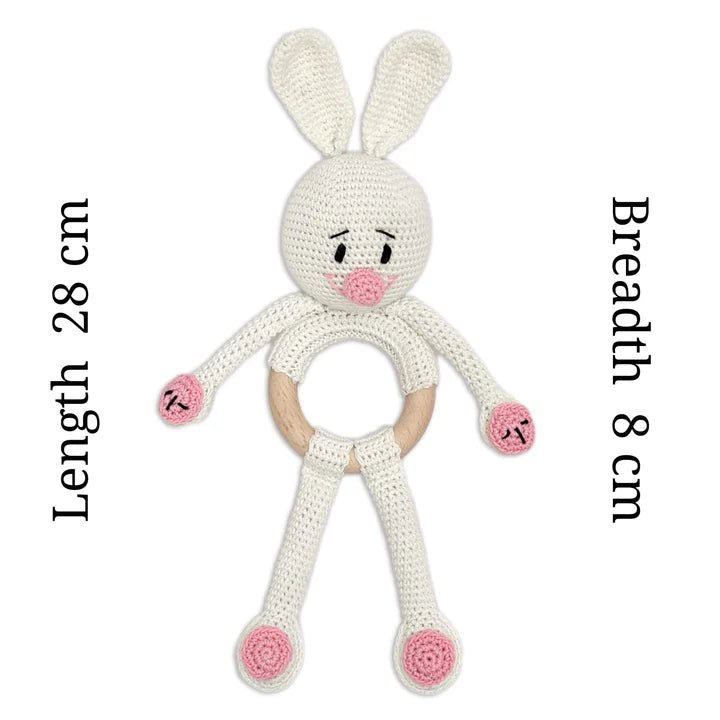 Cuddly Bunnies Rattle Toy - Handmade Baby Toy for Early Play - Tortoyse Toys