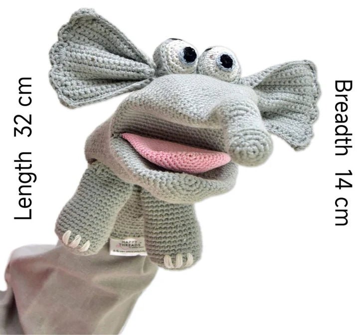 Cuddly Crochet Jumbo the Elephant Puppet – A Playful Friend for Kids - Tortoyse Toys