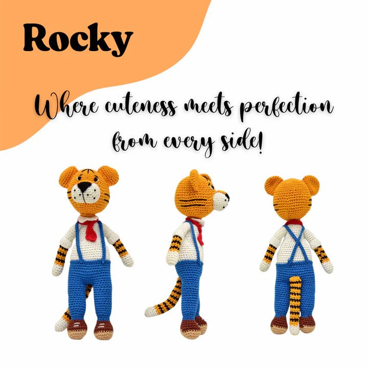 Cuddly Handmade Rocky Tiger – Crocheted Soft Toy for All Ages - Tortoyse Toys
