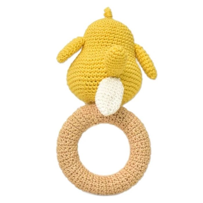 Eco - Friendly Crochet Bird Rattle - Handmade & Baby - Safe - Tortoyse Toys