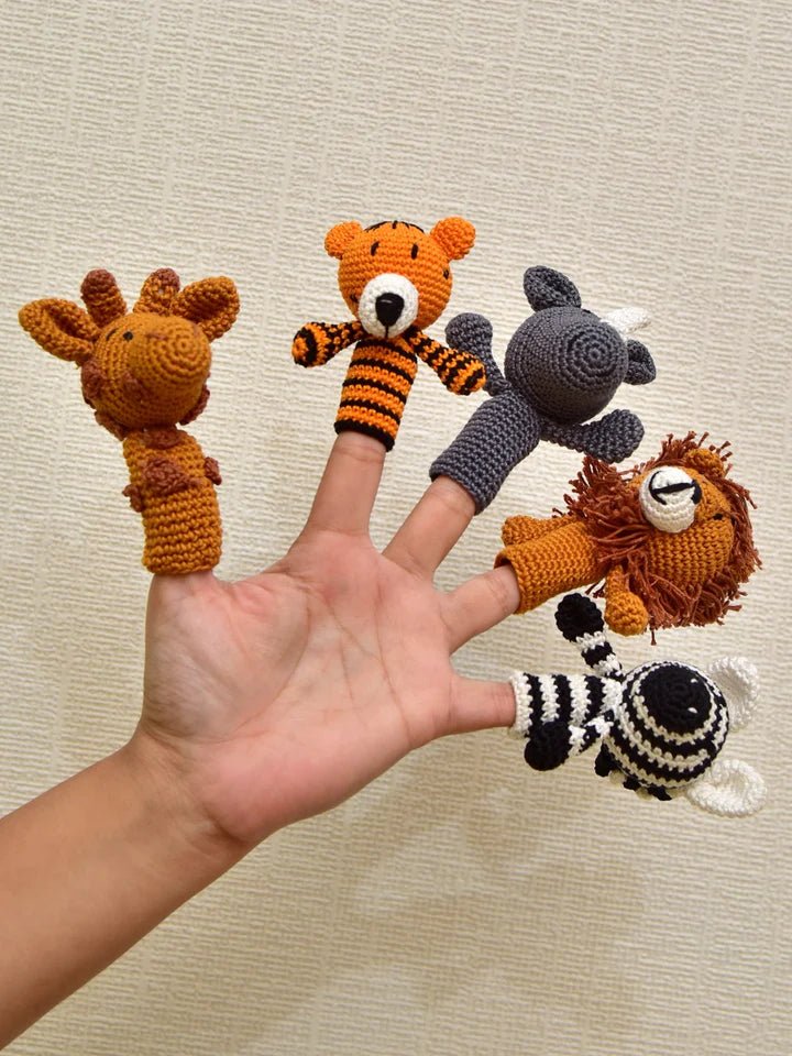 Handcrafted Amigurumi Wild Animal Finger Puppets - Tortoyse Toys