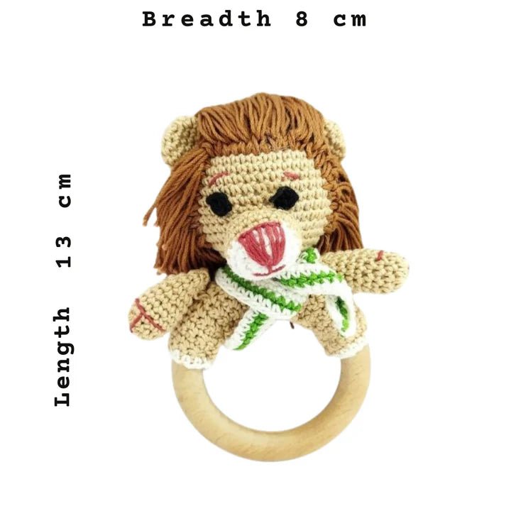 Handmade Crochet Lion Teether - Adorable Baby Toy, Perfect Gift! - Tortoyse Toys