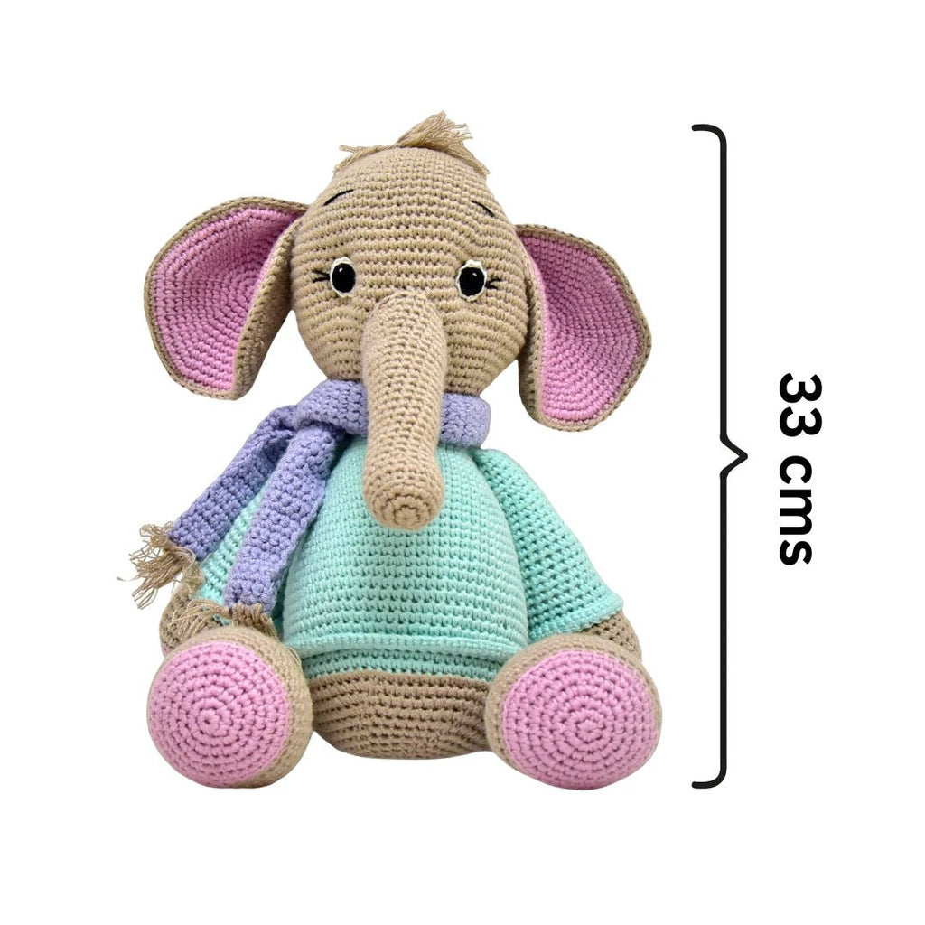 Handmade Crocheted Elephant Toy – Darcy the Perfect Gift - Tortoyse ANIMAL TOYS