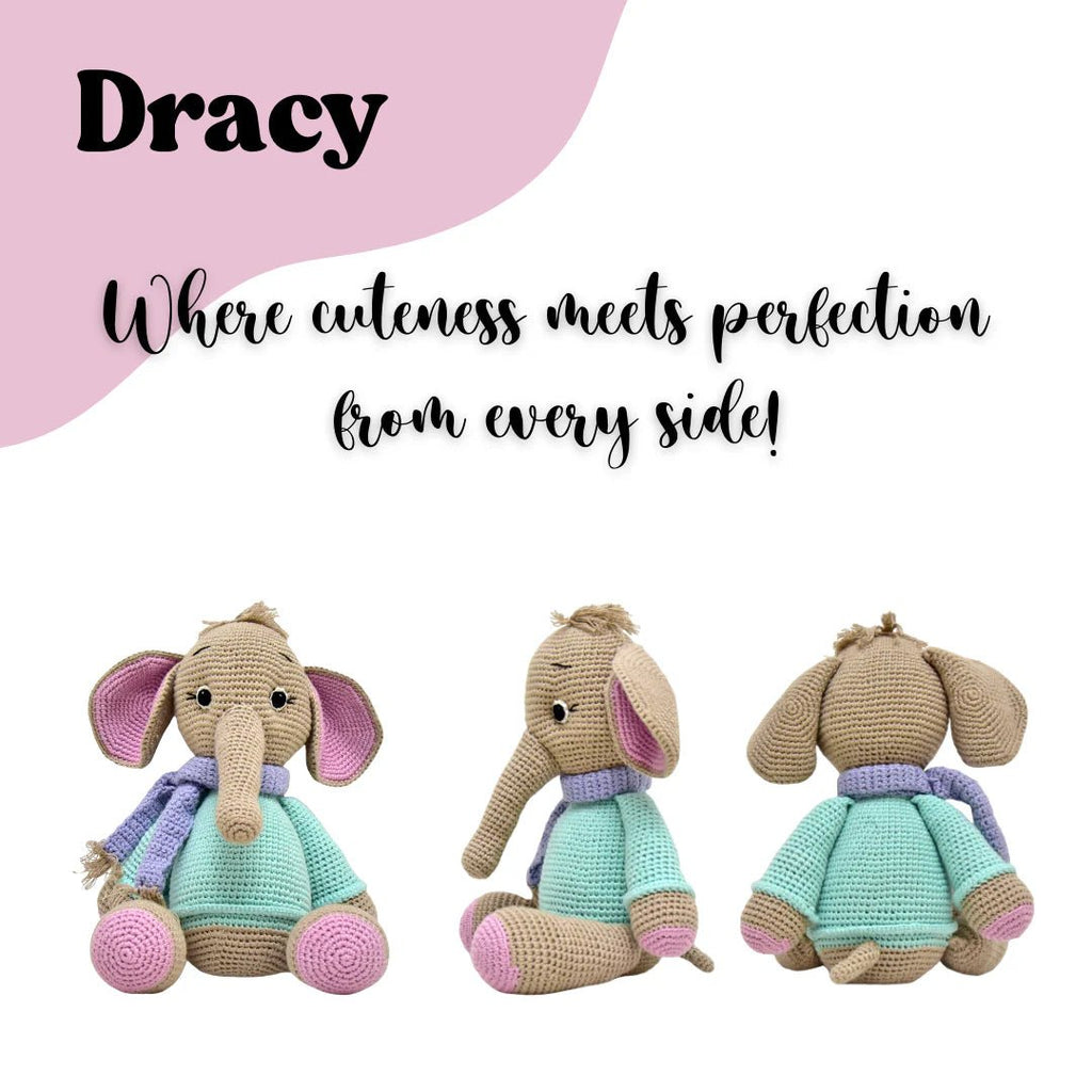 Handmade Crocheted Elephant Toy – Darcy the Perfect Gift - Tortoyse ANIMAL TOYS