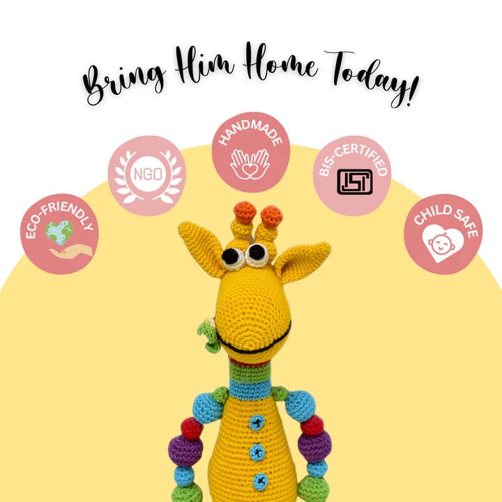 Handmade Crocheted Skye Giraffe - Unique & Cuddly Soft Toy - Tortoyse Toys