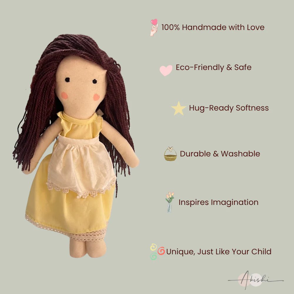 Janya – Handmade Cloth Doll for Kids | Soft & Eco - Friendly - Tortoyse DOLLS
