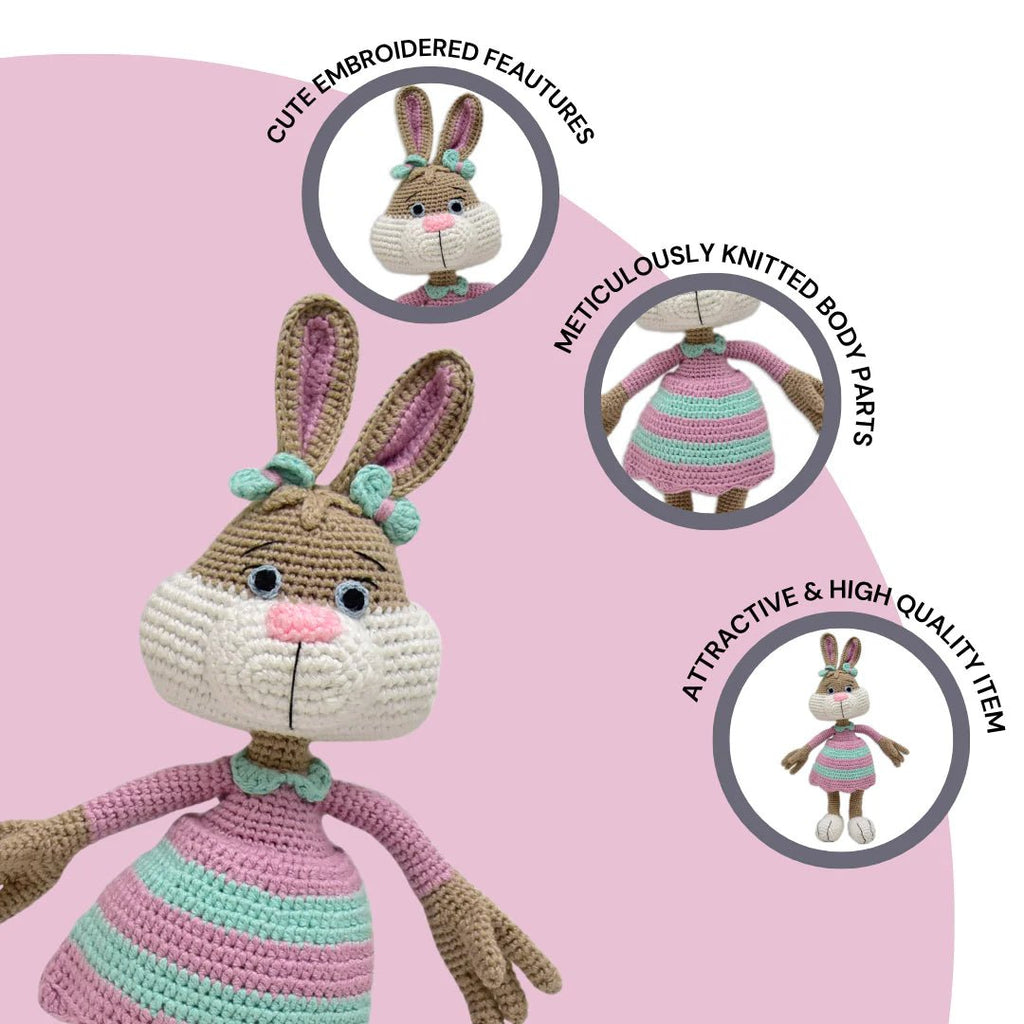 Jill the Bunny Crochet Plush Toy | Handmade Gift for Kids - Tortoyse ANIMAL TOYS
