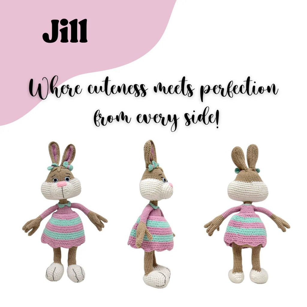 Jill the Bunny Crochet Plush Toy | Handmade Gift for Kids - Tortoyse ANIMAL TOYS