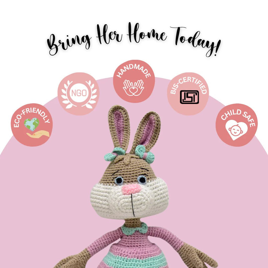 Jill the Bunny Crochet Plush Toy | Handmade Gift for Kids - Tortoyse ANIMAL TOYS