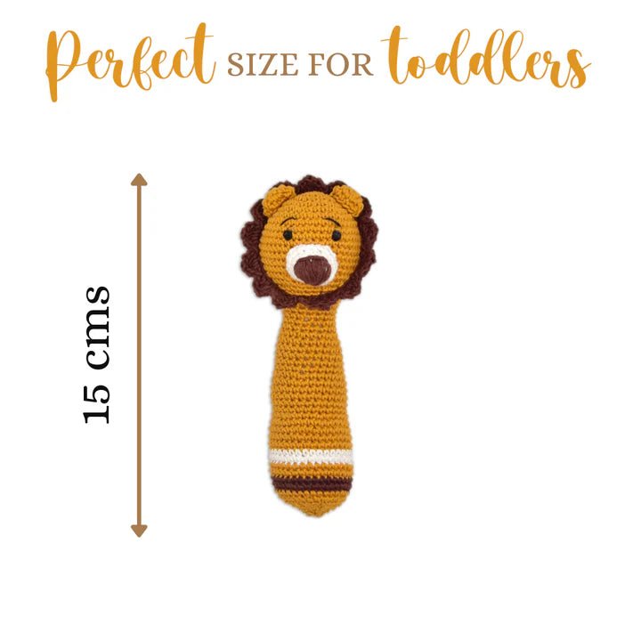 Mini Simba Hand Rattle – Lovingly Handmade Crochet Lion Rattle - Tortoyse Toys