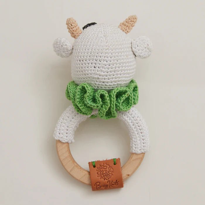 Moo the Cow Rattle – Soft Handmade Baby Toy - Tortoyse RATTLES