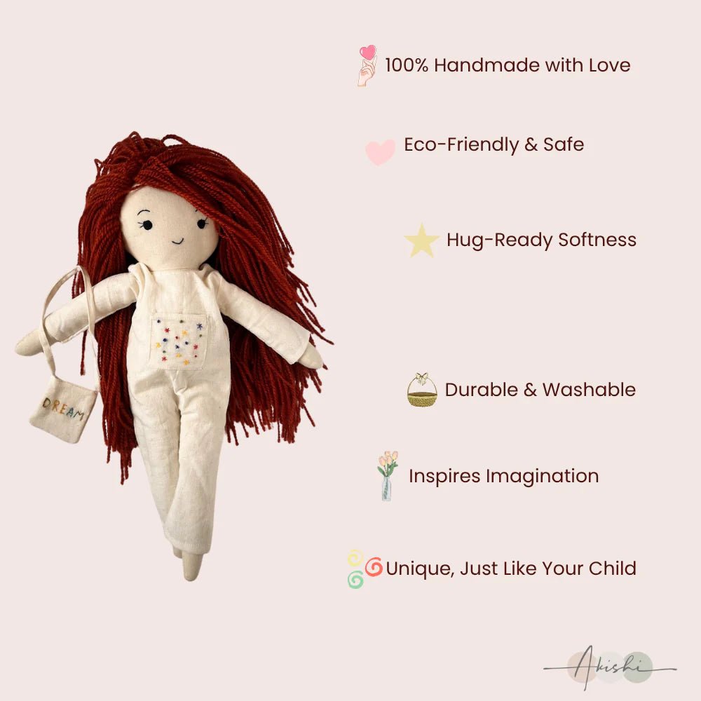 Naira – Handmade Cloth Doll for Kids | Soft & Eco - Friendly - Tortoyse DOLLS
