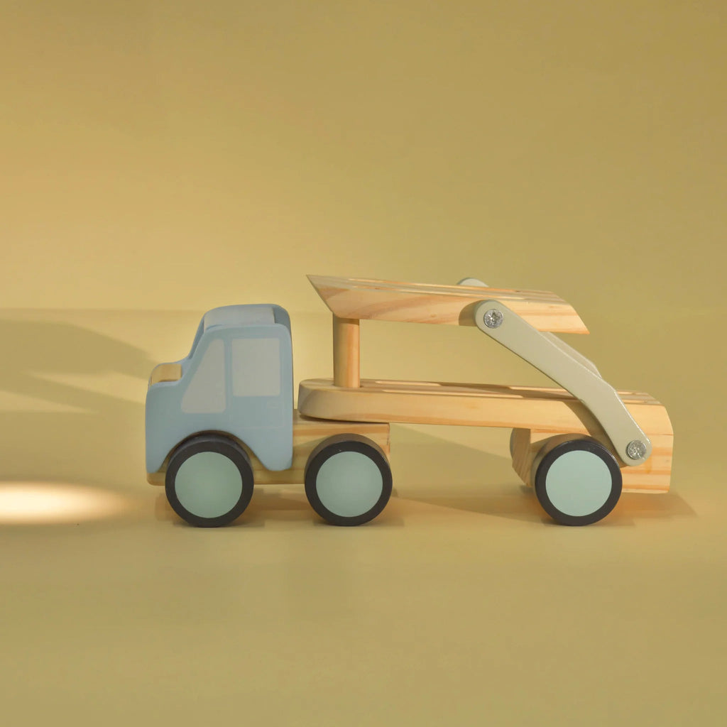 Playbox Car Carrier Truck and Cars Wooden Toy Set - Tortoyse