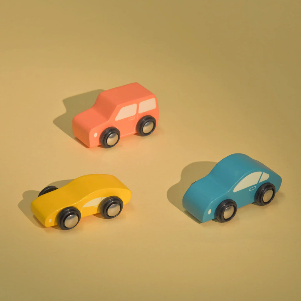 Playbox Car Carrier Truck and Cars Wooden Toy Set - Tortoyse