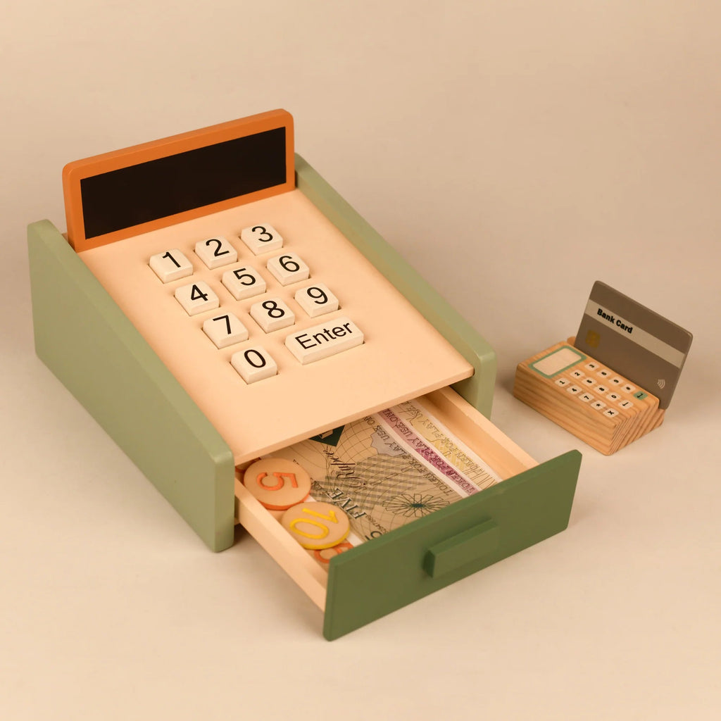 Playbox Funny Money – Cashier Wooden Toy - Tortoyse