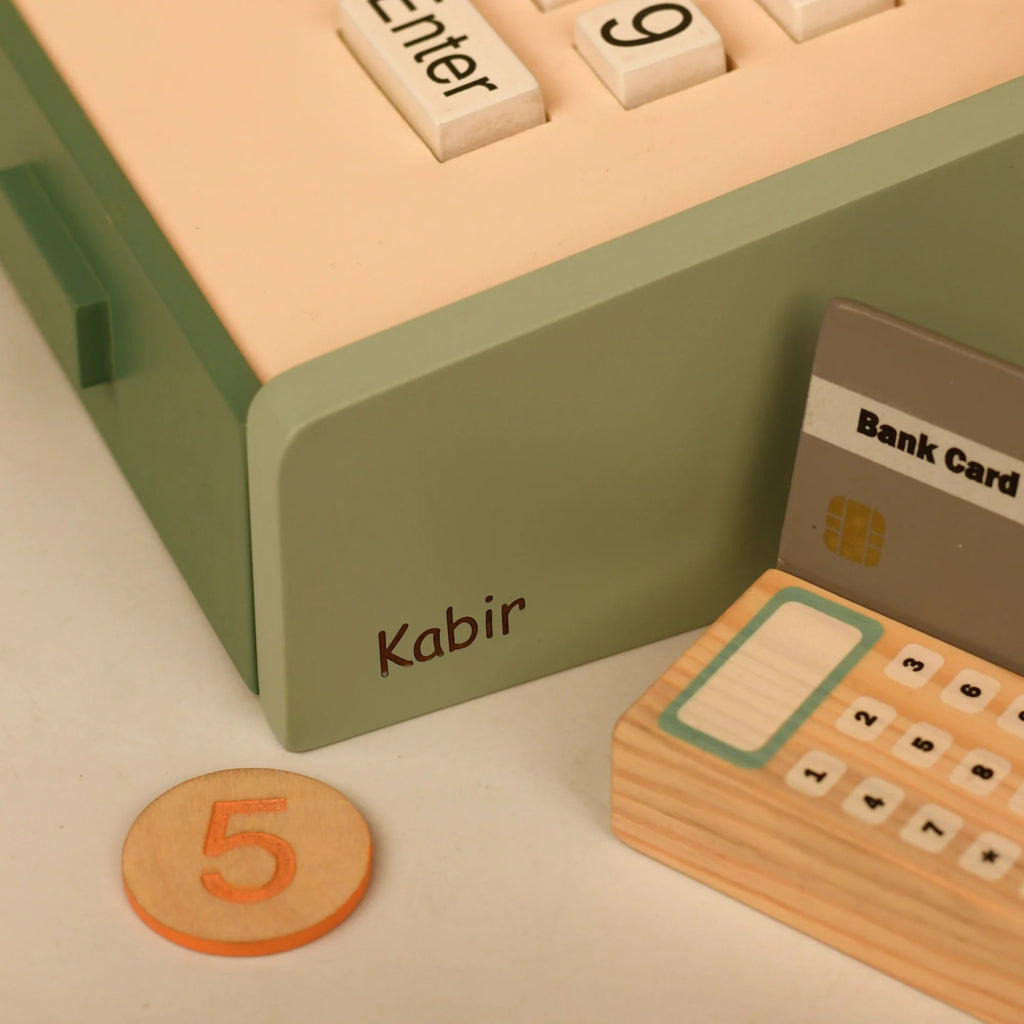 Playbox Funny Money – Cashier Wooden Toy - Tortoyse