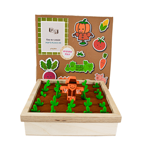 Playbox Pretend Play Wooden Memory Game – Find My Veggie Farm - Tortoyse