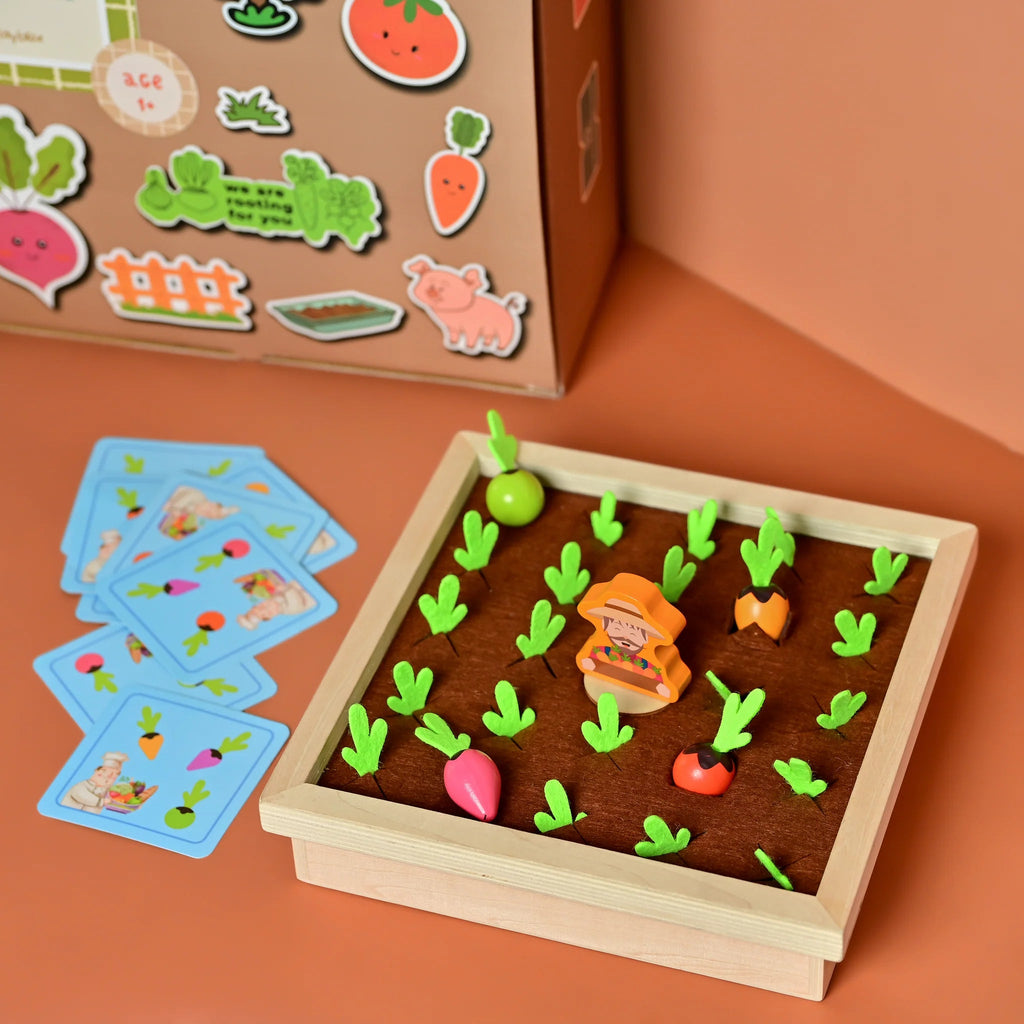Playbox Pretend Play Wooden Memory Game – Find My Veggie Farm - Tortoyse