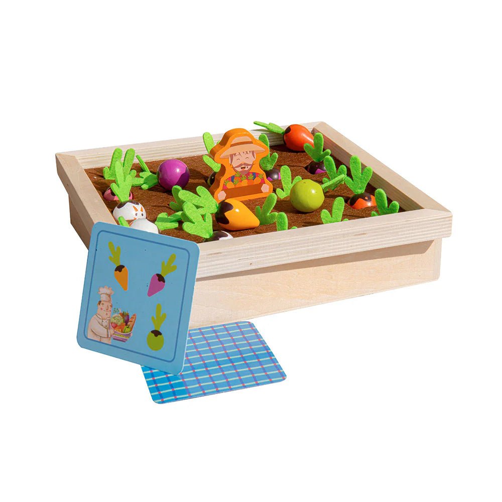Playbox Pretend Play Wooden Memory Game – Find My Veggie Farm - Tortoyse