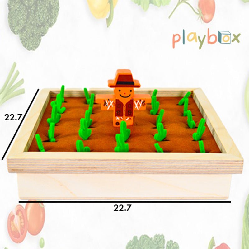 Playbox Pretend Play Wooden Memory Game – Find My Veggie Farm - Tortoyse