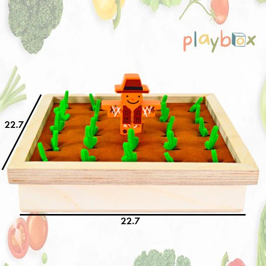 Playbox Pretend Play Wooden Memory Game – Find My Veggie Farm - Tortoyse