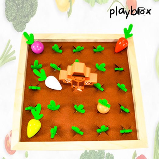 Playbox Pretend Play Wooden Memory Game – Find My Veggie Farm - Tortoyse