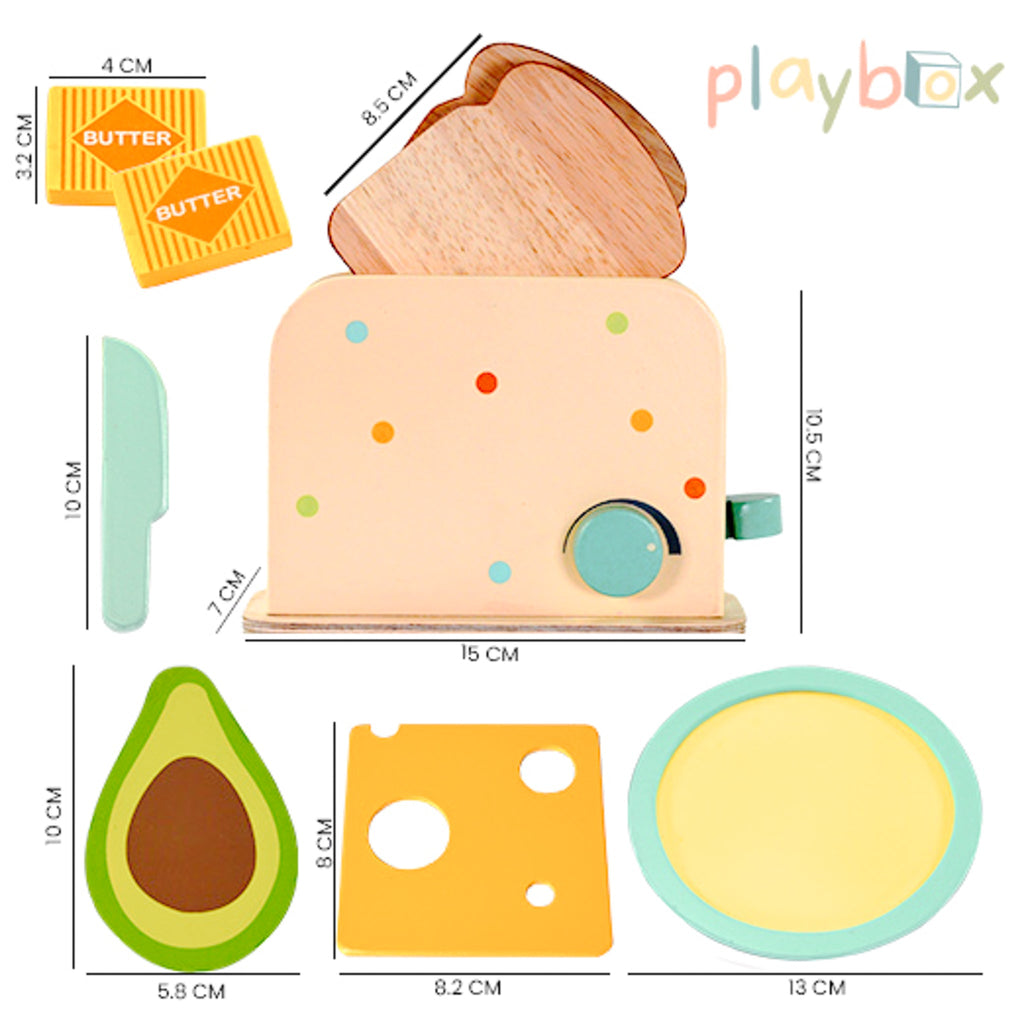 Playbox Roasty Toasty Wooden Toaster Kitchen Set - Tortoyse