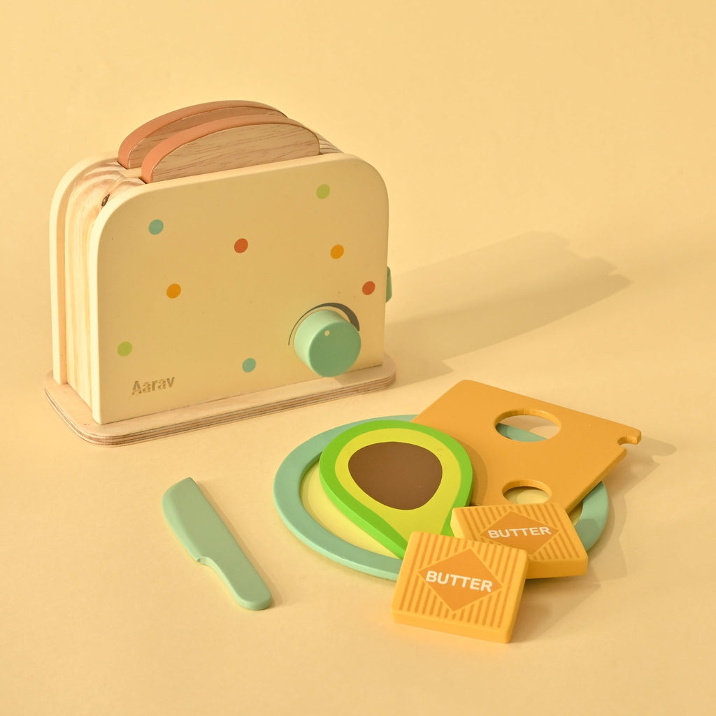 Playbox Roasty Toasty Wooden Toaster Kitchen Set - Tortoyse