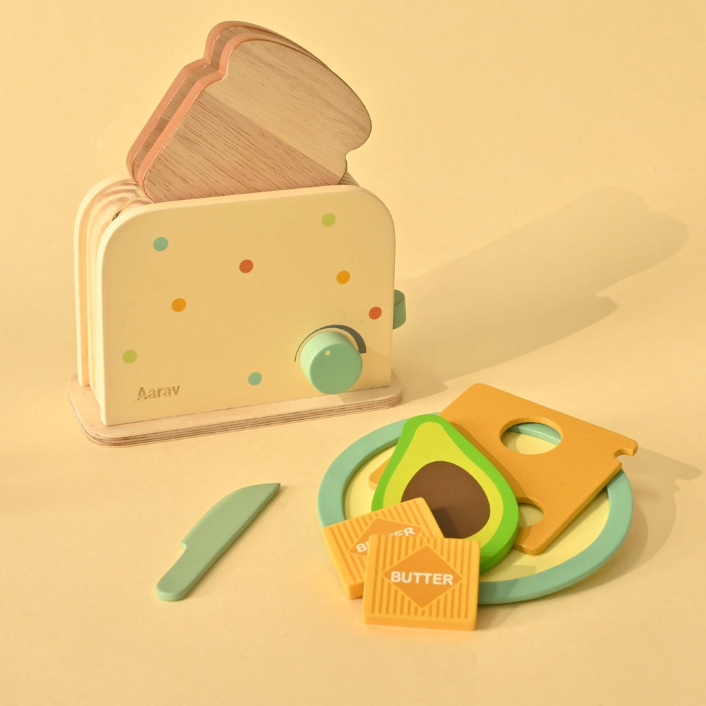 Playbox Roasty Toasty Wooden Toaster Kitchen Set - Tortoyse