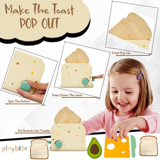 Playbox Roasty Toasty Wooden Toaster Kitchen Set - Tortoyse