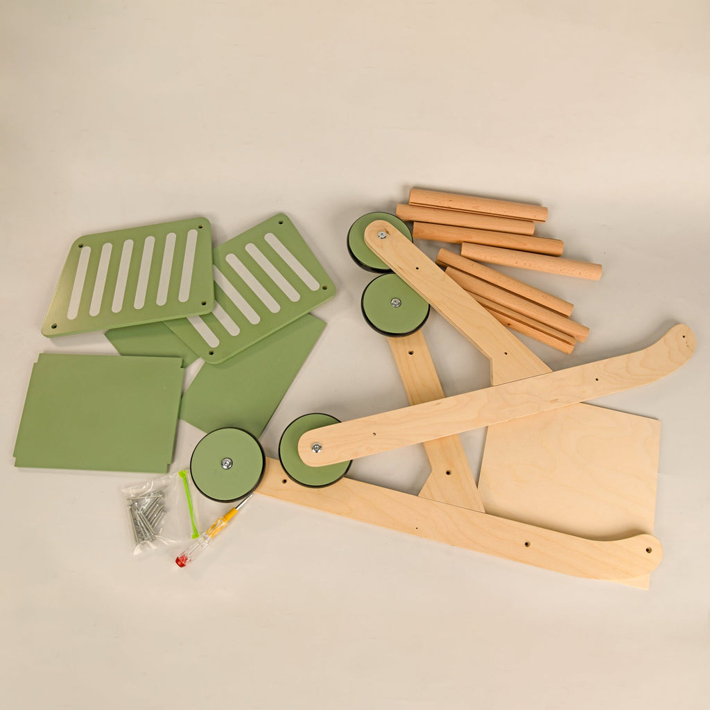 Playbox Shop 'N' Roll – Educational Wooden Grocery Store Pretend Play Trolley - Tortoyse