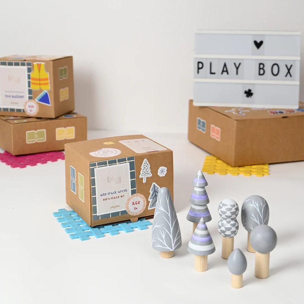 Playbox Wooden Arctic Trees – 7 Pcs Pretend Play Set - Tortoyse