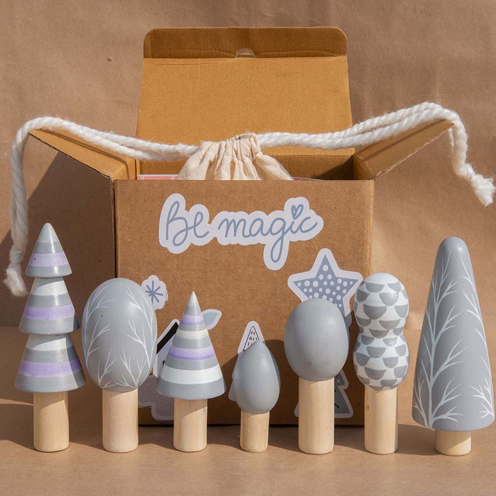 Playbox Wooden Arctic Trees – 7 Pcs Pretend Play Set - Tortoyse