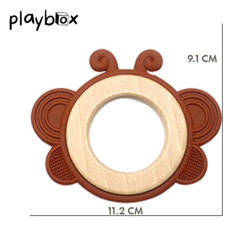 Playbox Wooden Butterfly Teether – Assorted Colours - Tortoyse
