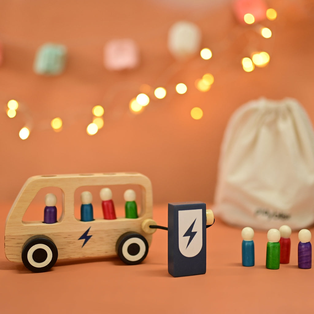Playbox Wooden Double Decker Bus EV - Tortoyse