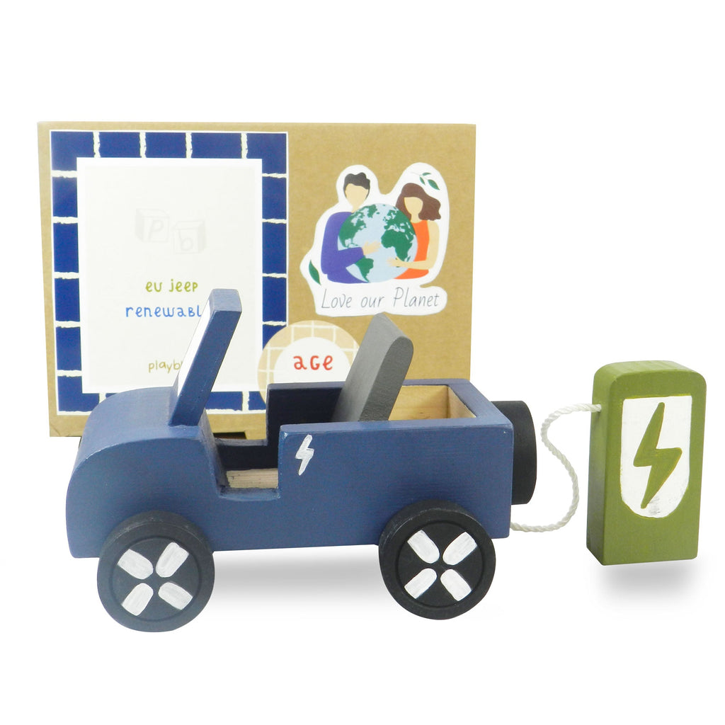 Playbox Wooden EV Jeep with Charger - Tortoyse