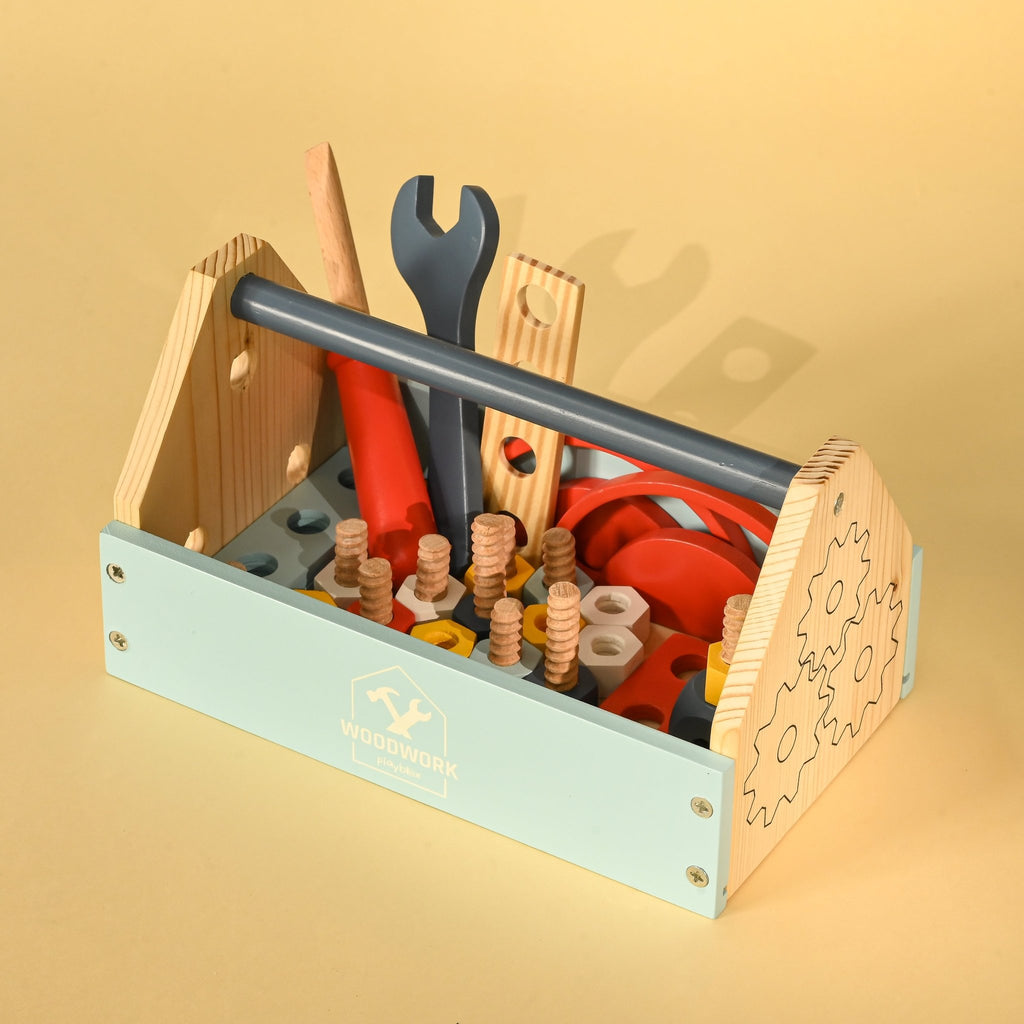 Playbox Wooden Fix It Up Tool Kit - Tortoyse